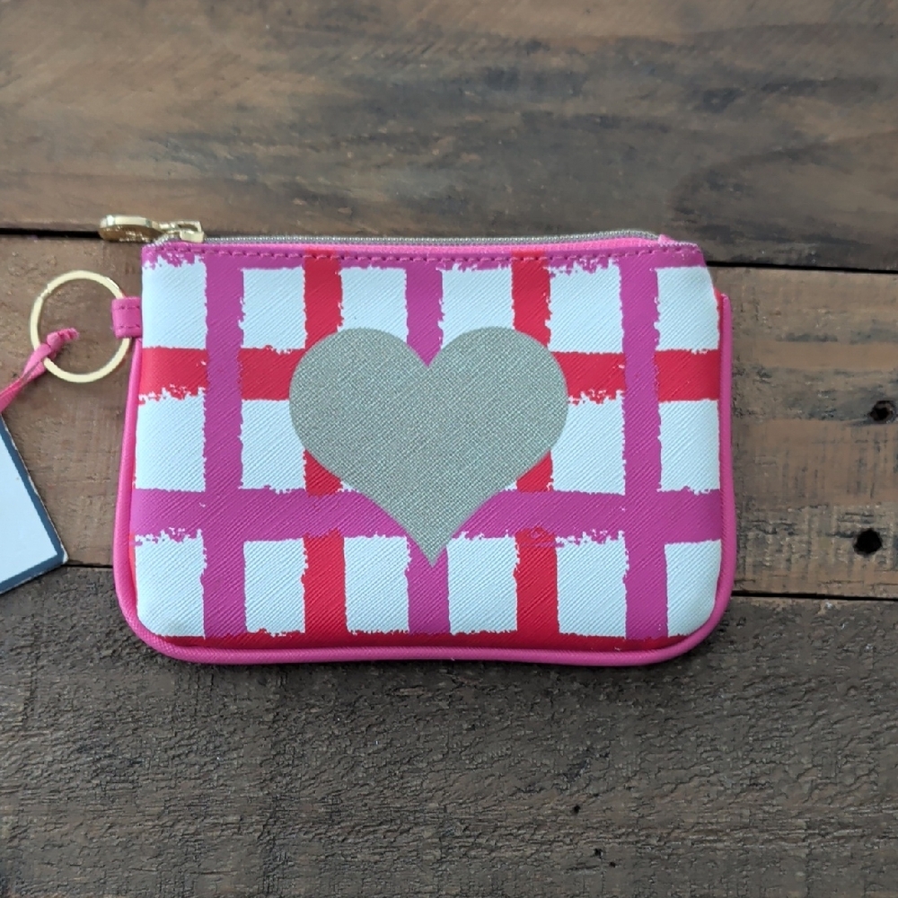 Dabney Lee Pink and Red Heart Coin Pouch